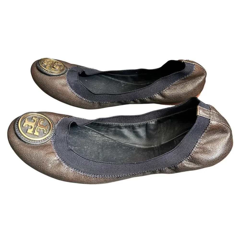 Tory Burch Leather Ballerina Flats Womens 7.5 School College Academia Workwear